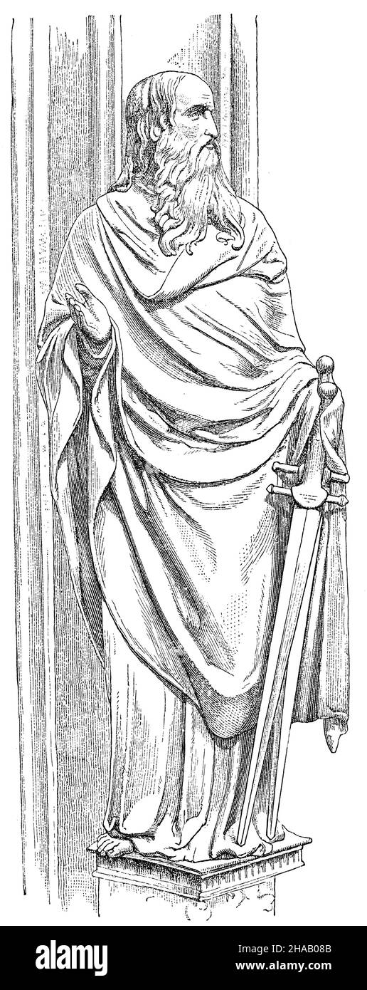 Der Apostel Paulus nach Peter Vischer (aus seinem Sebaldus-Grab in der Sebaldus-Kirche in Nürnberg). Anfang des 16th. Jahrhunderts, Peter Vischer (Kirchengeschichte, 1881), der Apostel Paulus nach Peter Vischer (von dessen Sebaldusgrab in der Sebalduskirche zu Nürnberg). The 16. Jahrhundert Stockfoto
