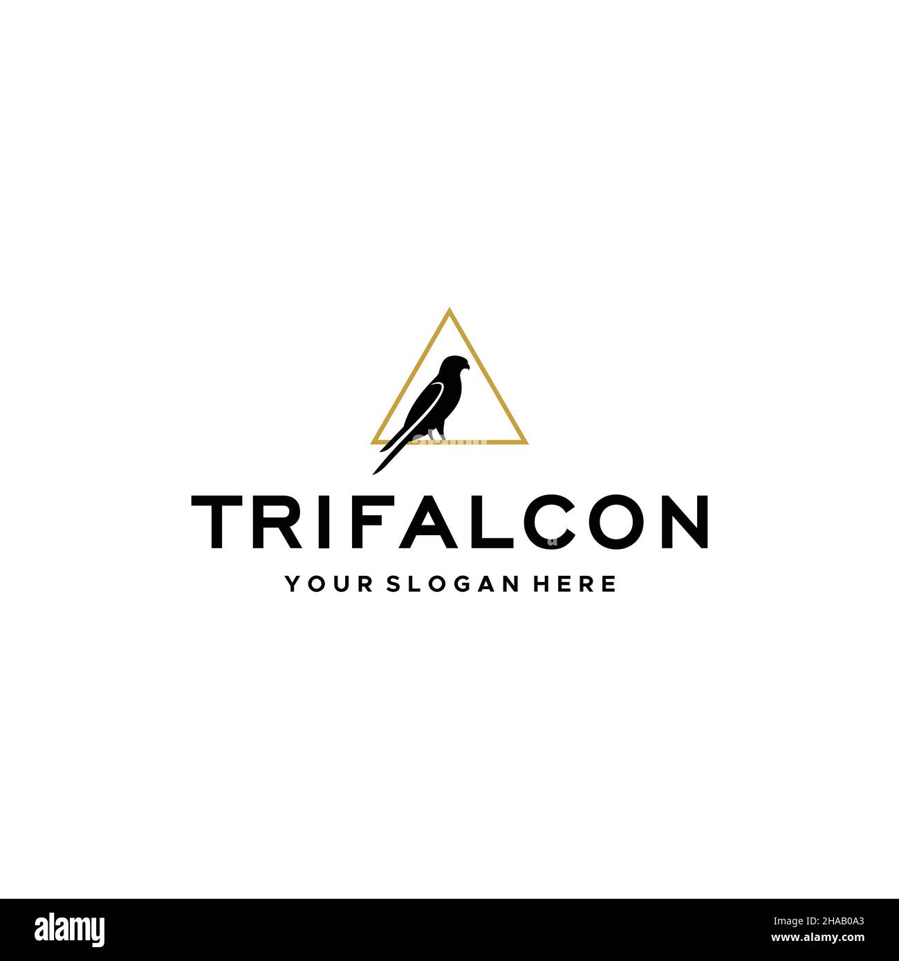 Flaches Buchstabenzeichen TRIFALCON Bird Wings Logo-Design Stock Vektor