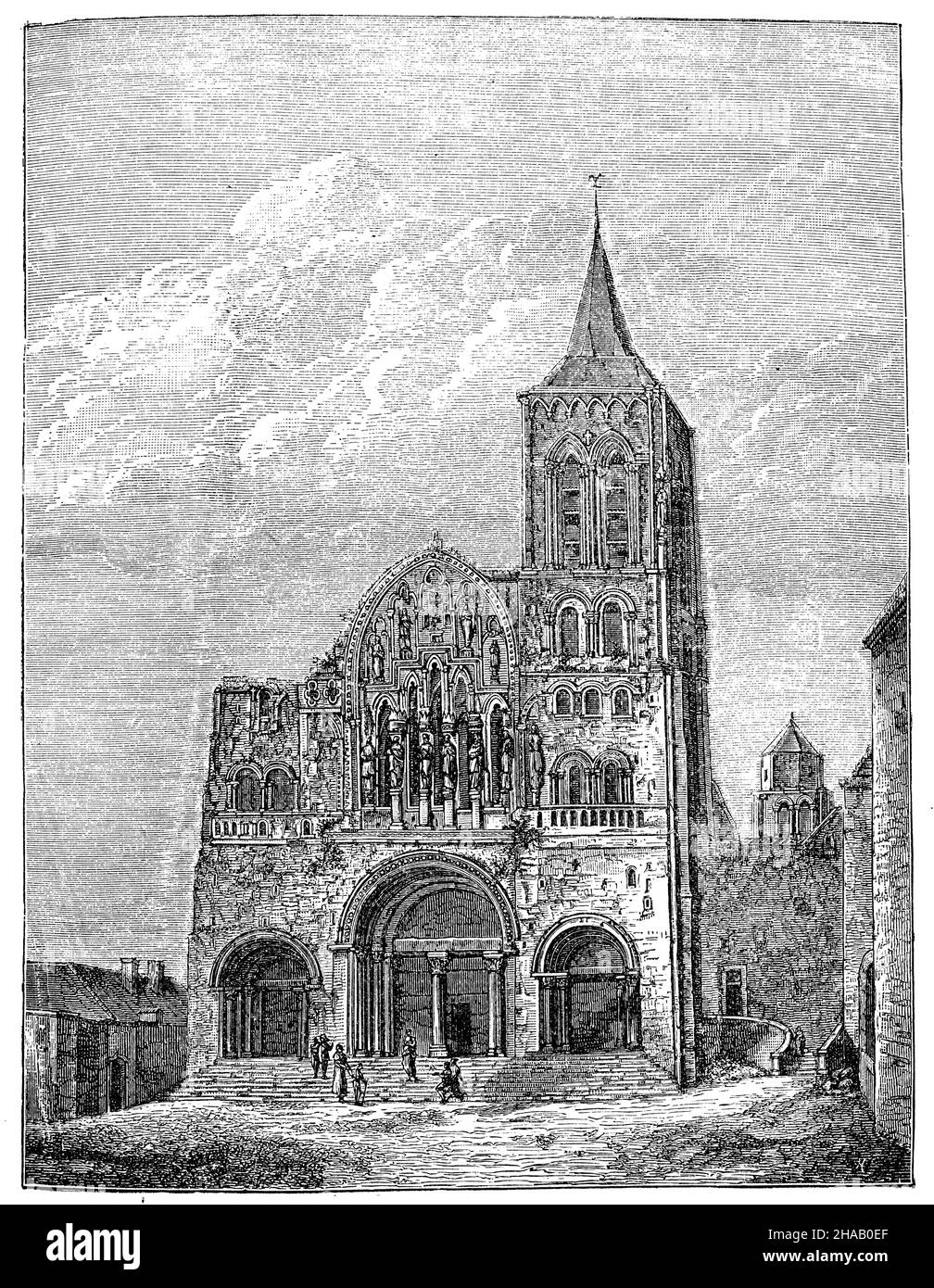 E Kirche in Veszelay in Burgung, wo Bernhard von Clairvvaux am 31. März 1140 in Anwesenheit von Ludwig VII. Von Frankreich den Kreuzzug 2nd predigte., (Kirchengeschichte Buch, 1881), irche zu Veszelay in Burgung, in der Bernhard von Clairvvvaux am 31. März 1140 in Gegenwart von Ludwig VIII.von Frankreich den 2. Kreuzzug Predigte Stockfoto