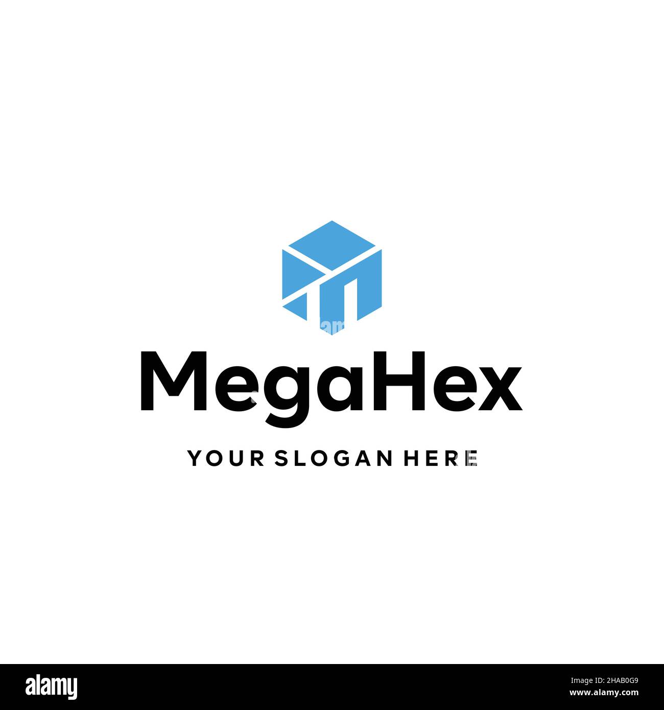 Flaches Buchstabenzeichen MIT MEGA HEX-Sechskant-Logo Stock Vektor