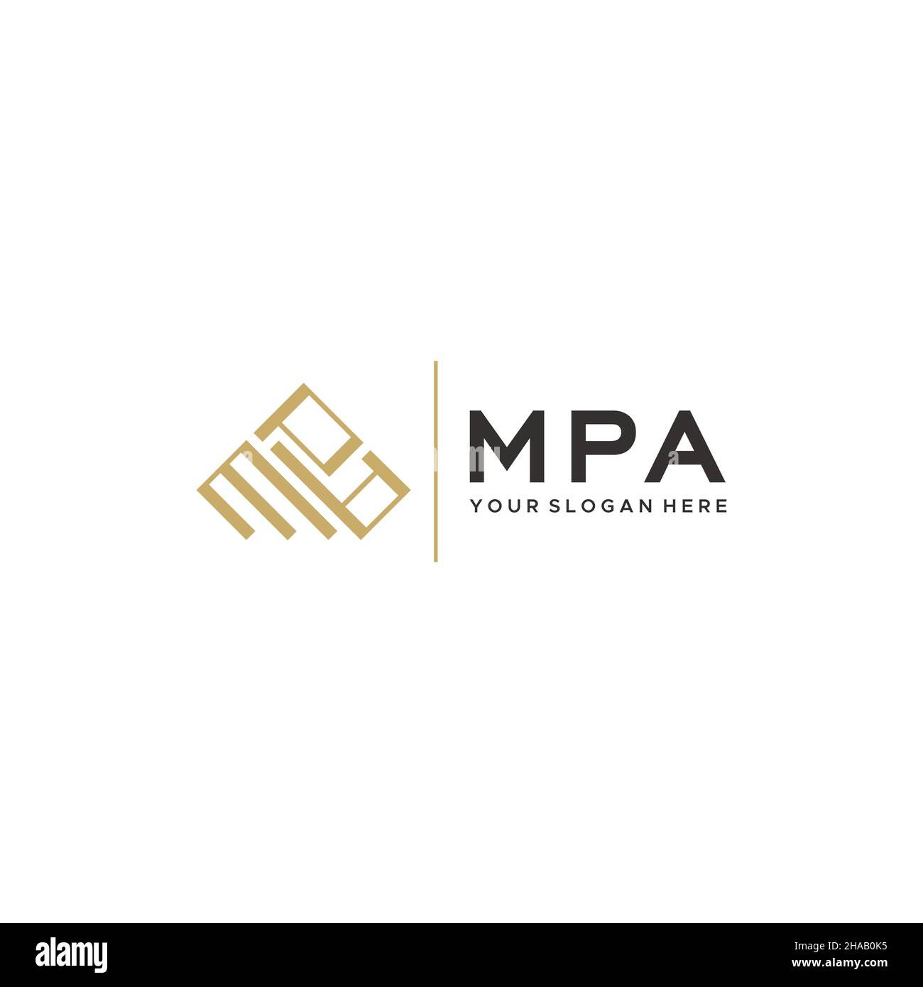 Flaches Buchstabenzeichen anfängliches MPA-Gebäude Logo-Design Stock Vektor