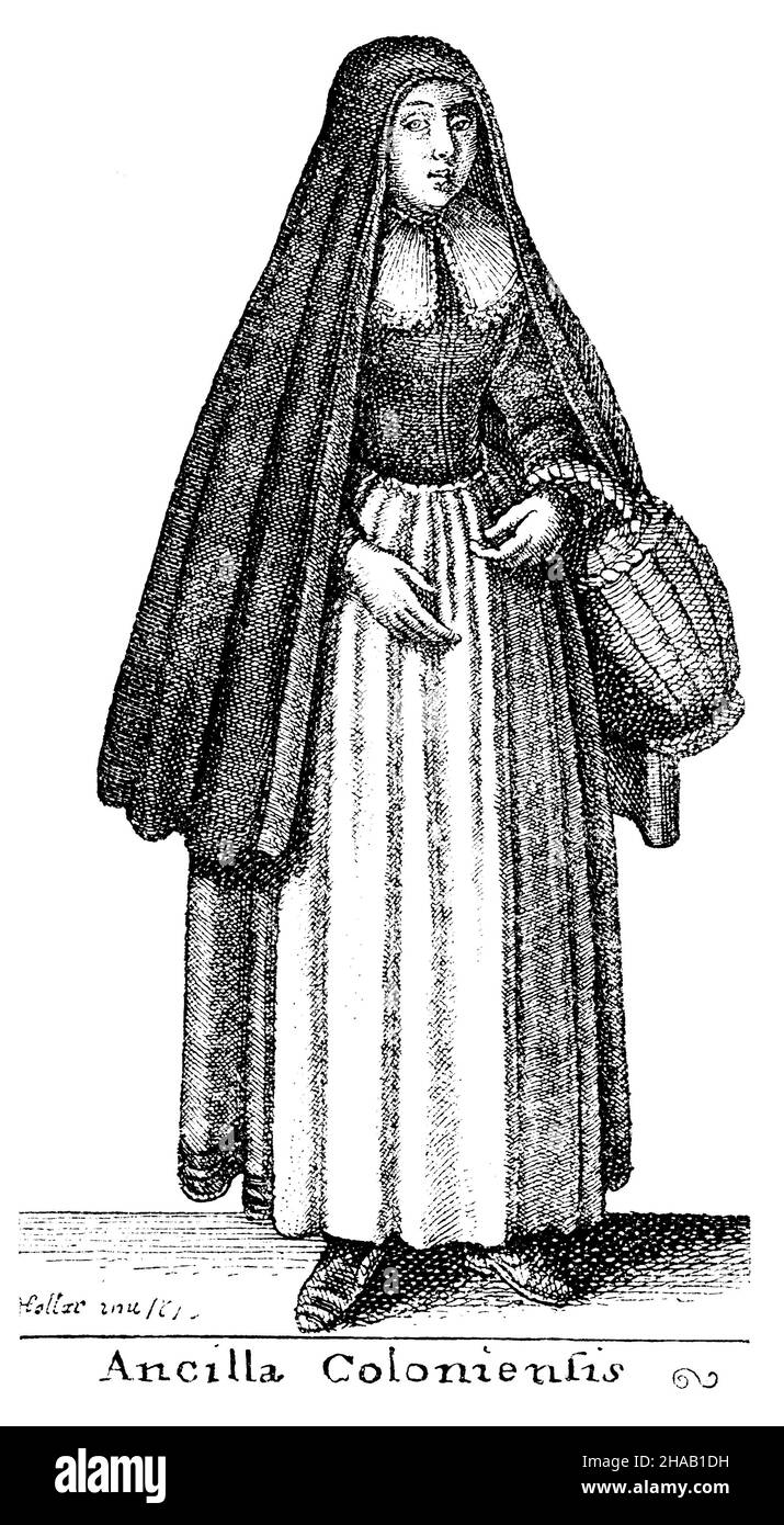 Kölner Magd: Ancilla coloniensis, , Hollar, Wenceslaus (1607-1677) (Kulturhistorisches Buch, 1893), Kölner Dienstmagd: Ancilla coloniensis Stockfoto