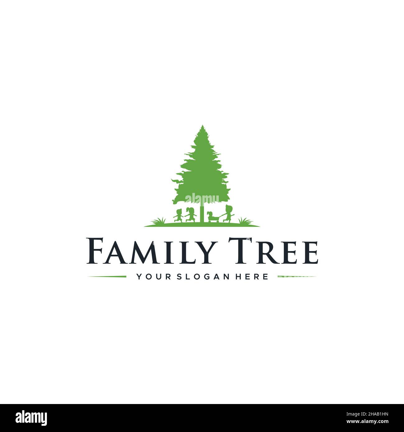 Modernes flaches Buchstabenzeichen grünes Baum-Logo-Design Stock Vektor