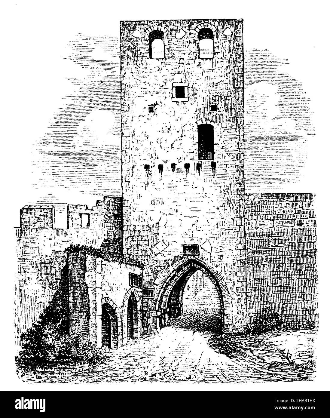 Torturm bei Eggenburg in Niederösterreich, , (Kulturhistorisches Buch, 1893), Torturm zu Eggenburg in Niederösterreich Stockfoto