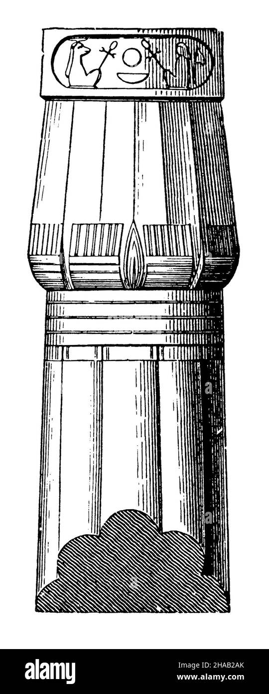 Papyrus-Bündelsäule mit Knospenkapitale aus Luxor, , (Kunsthistorisches Buch, 1904), Papyrusbündelsäule mit Knospenkapitell aus Luxor Stockfoto