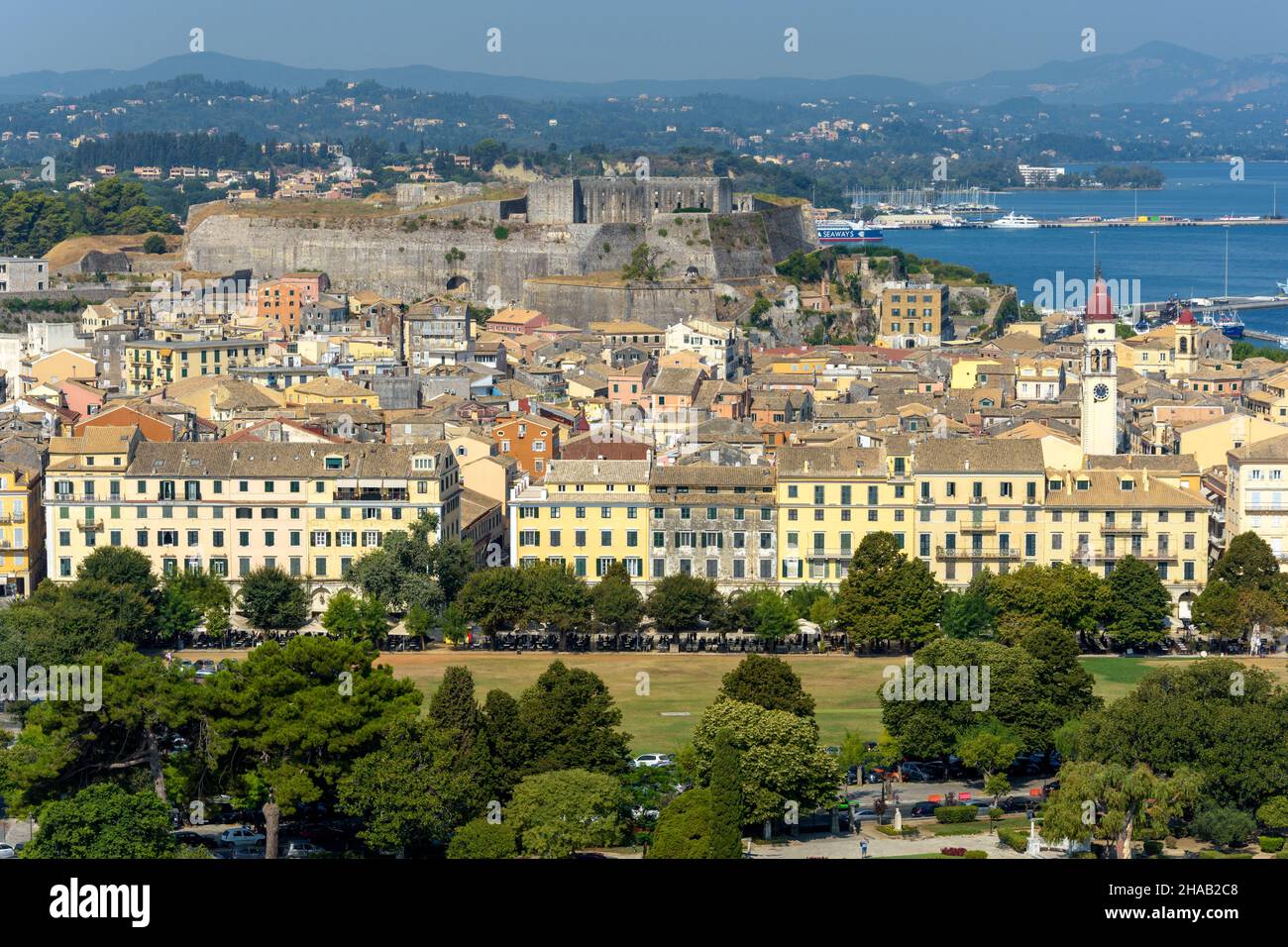 Panoramablick auf die Altstadt von Korfu, Griechenland Stockfoto