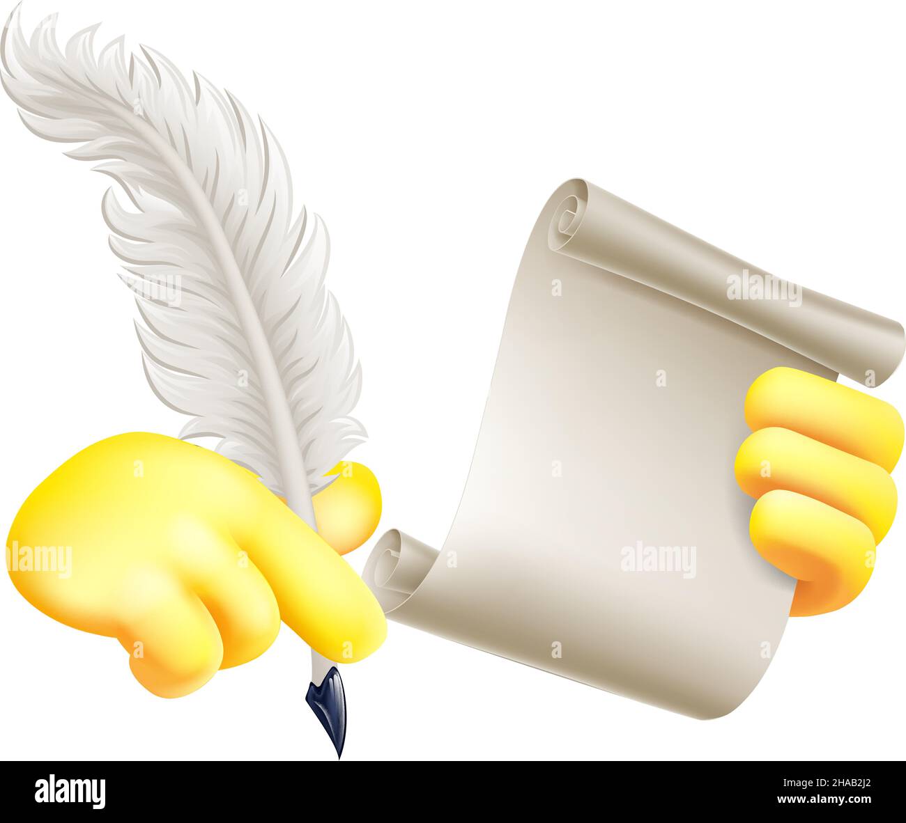 Stiftskiel Feder Papierrolle Emoji Cartoon-Symbol Stock Vektor
