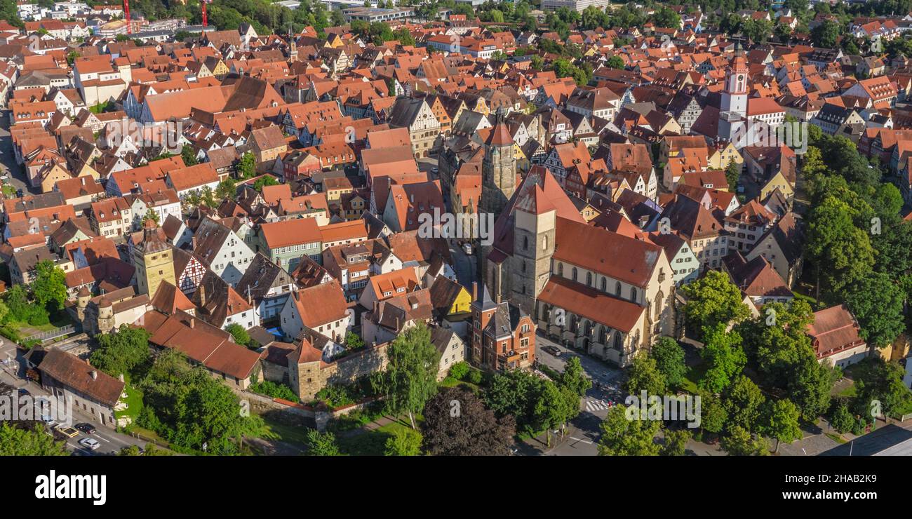 Luftaufnahme nach Weißenburg in Bayern Stockfoto