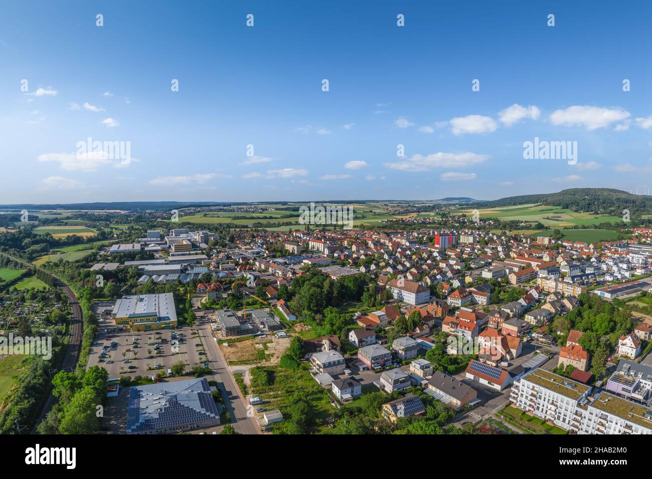 Luftaufnahme nach Weißenburg in Bayern Stockfoto