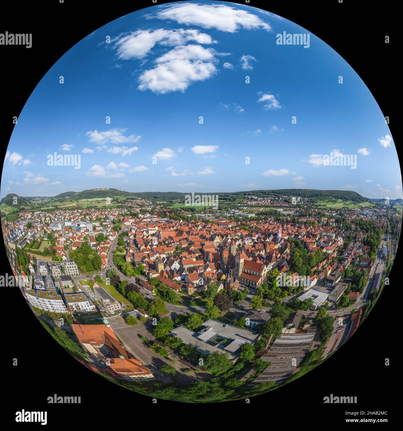 Luftaufnahme nach Weißenburg in Bayern Stockfoto