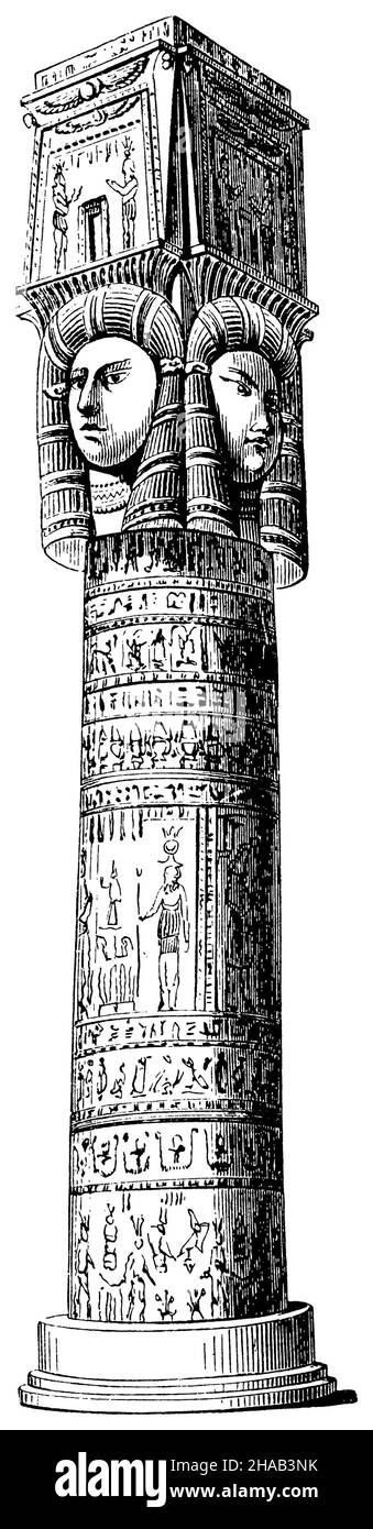Kolumne von Den-derah, , (Kulturgeschichtliches Buch, 1892), Säule von Den-derah, Colonne de Den-derah Stockfoto