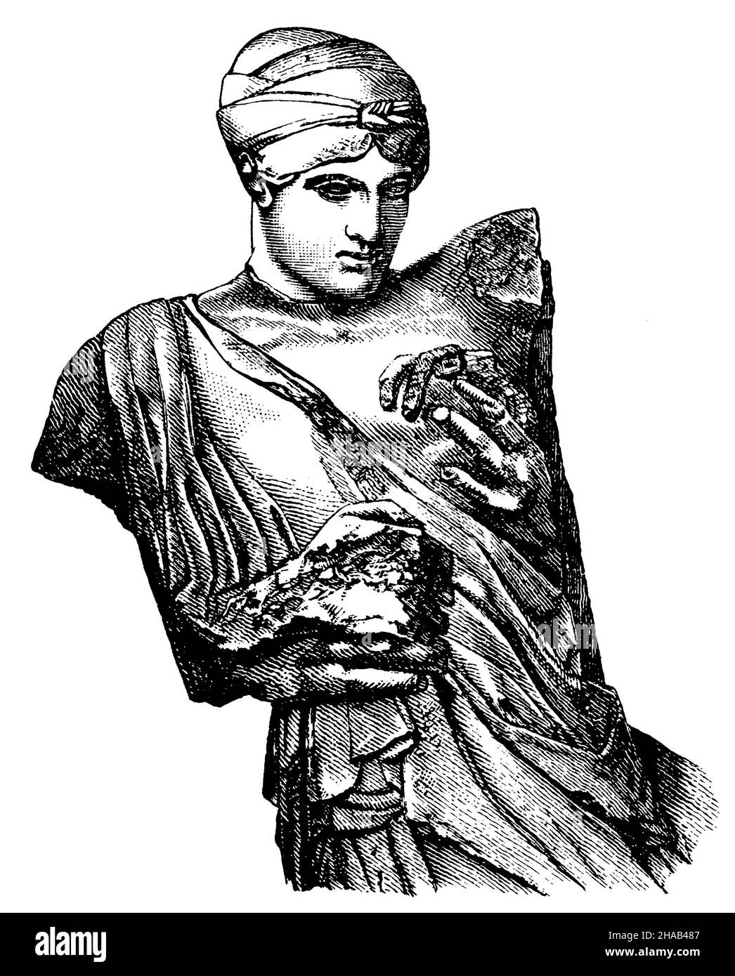 Jungfrau aus dem Westgiebel des Zeustempels in Olympia, , (Kulturgeschichtliches Buch, 1892), Jungfrau vom Westgiebel des Zeustempels in Olympia, Vierge du pignon ouest du Temple de Zeus à Olympie Stockfoto