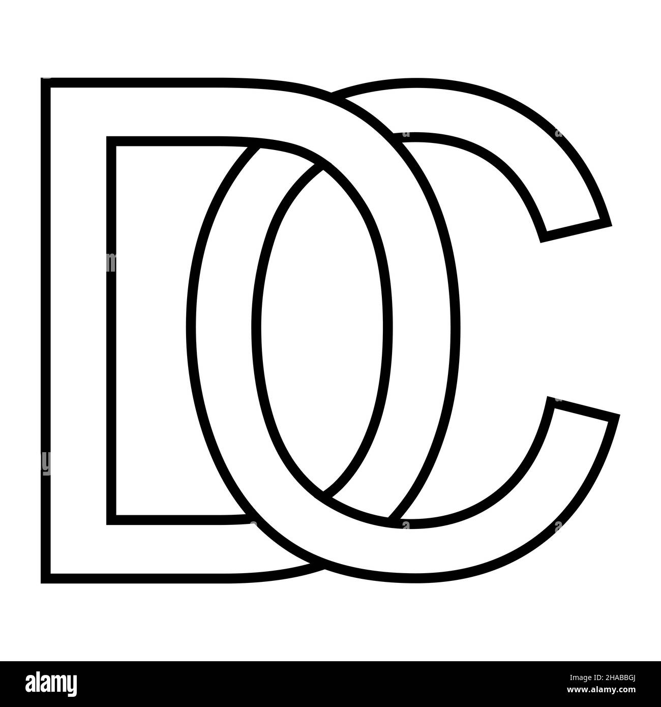 Logo-Zeichen dc-cd, Symbolzeichen Interlaced, Buchstaben d c Stock Vektor
