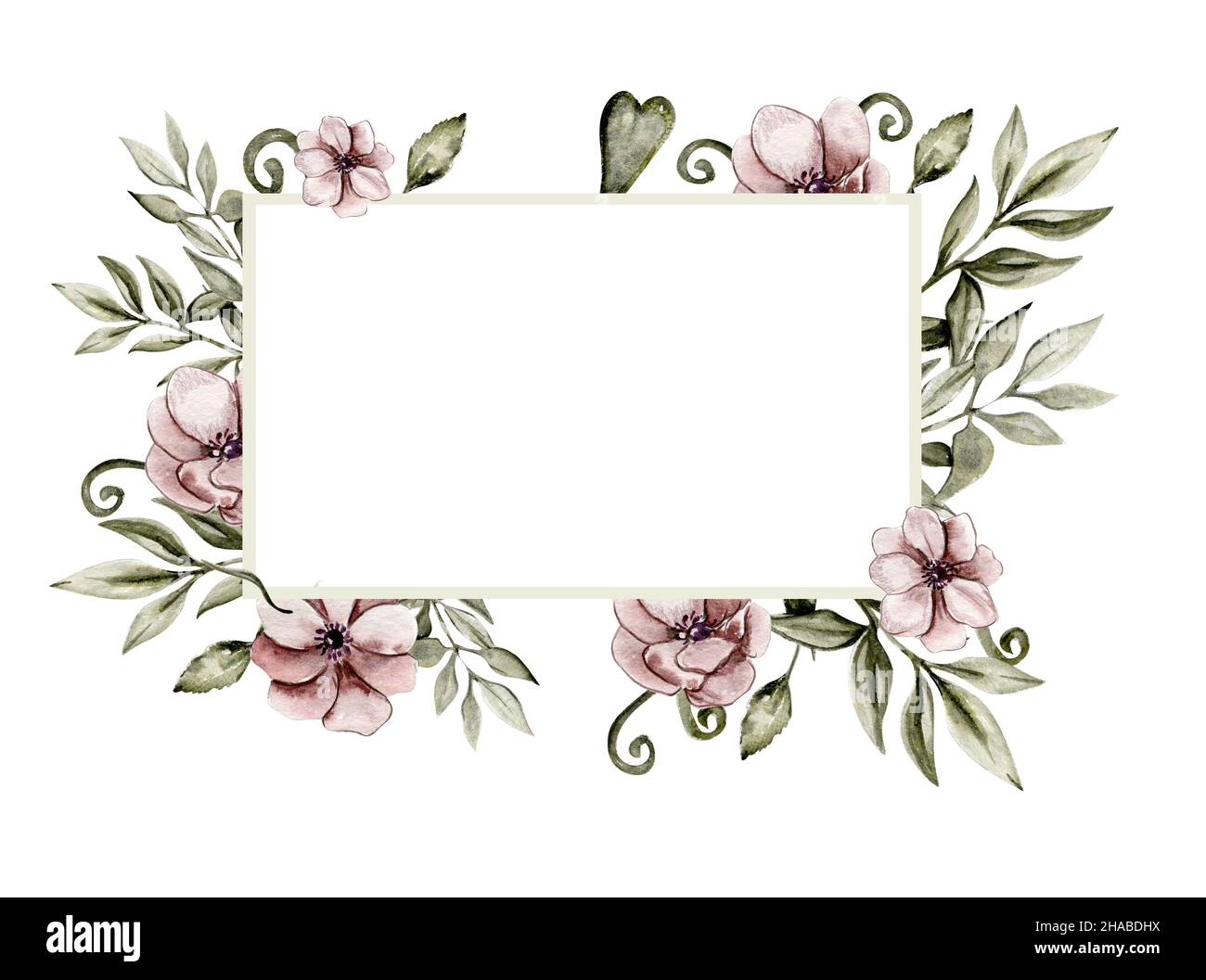 Aquarell romantische Vintage Blumen Rahmen Komposition Stockfotografie -  Alamy