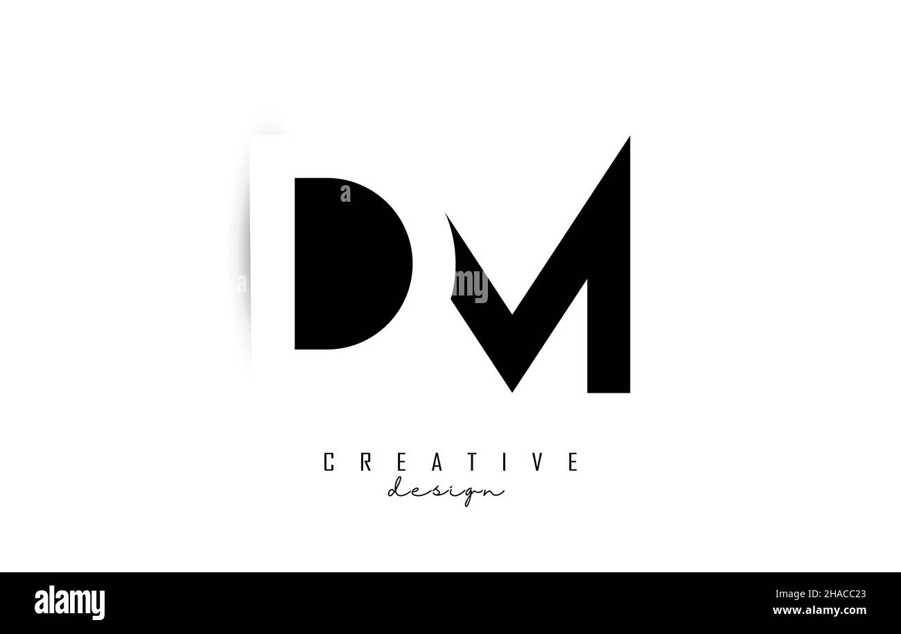 Buchstaben DM-Logo mit schwarz-weißem Negativraum-Design. Buchstaben D und M mit geometrischer Typografie. Kreative Vektor-Illustration mit Buchstaben. Stock Vektor