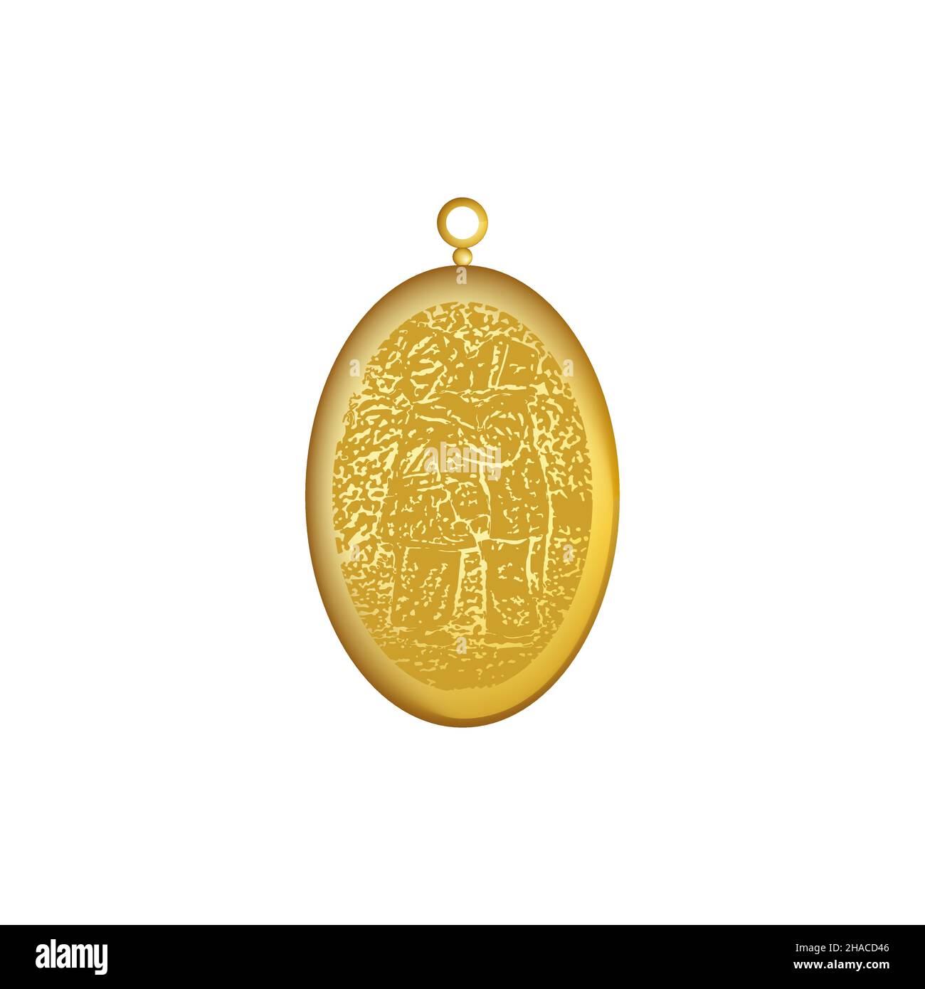 Goldener Anhänger isoliert auf weißem Hintergrund. Vektorgrafik. Stock Vektor