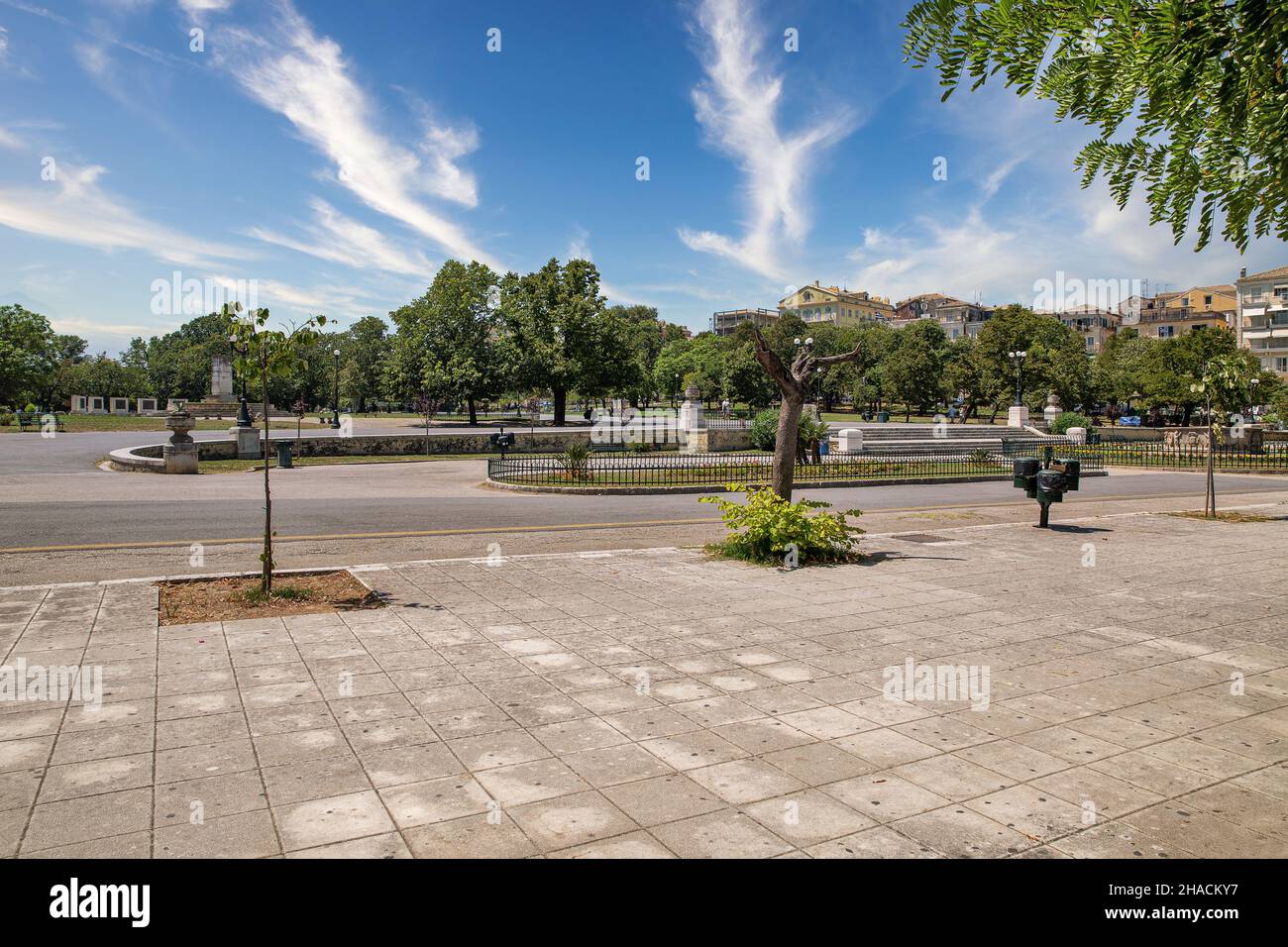 Berühmter Spianada Stadtplatz in Kerkyra, Insel Korfu, Griechenland. Stockfoto