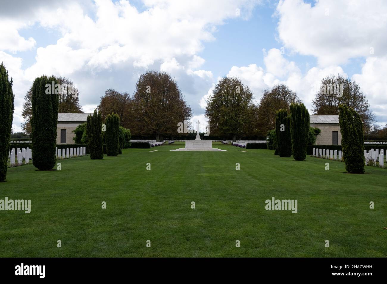 Frankreich, Normandie, am 2020-10-11. Bayeux British Military Cemetery. Foto von Martin Bertrand. Frankreich, Normandie, le 2020-10-11. Cimetiere militair Stockfoto