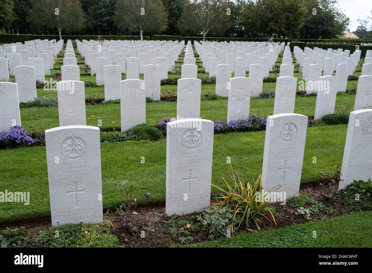 Frankreich, Normandie, am 2020-10-11. Bayeux British Military Cemetery. Foto von Martin Bertrand. Frankreich, Normandie, le 2020-10-11. Cimetiere militair Stockfoto