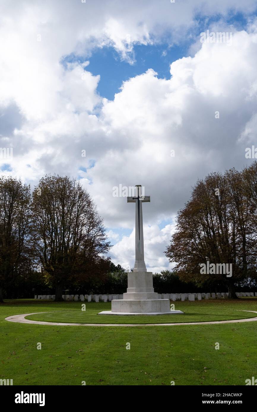 Frankreich, Normandie, am 2020-10-11. Bayeux British Military Cemetery. Foto von Martin Bertrand. Frankreich, Normandie, le 2020-10-11. Cimetiere militair Stockfoto