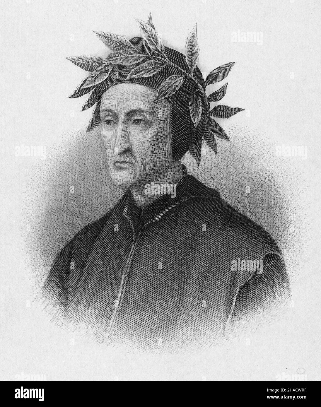 Antike Gravur von Dante Alighieri um 1870 von Henry Bryan Hall (New York). Dante Alighieri (1265-1321) war ein italienischer Dichter, Schriftsteller und Philosoph. QUELLE: ORIGINALGRAVUR Stockfoto