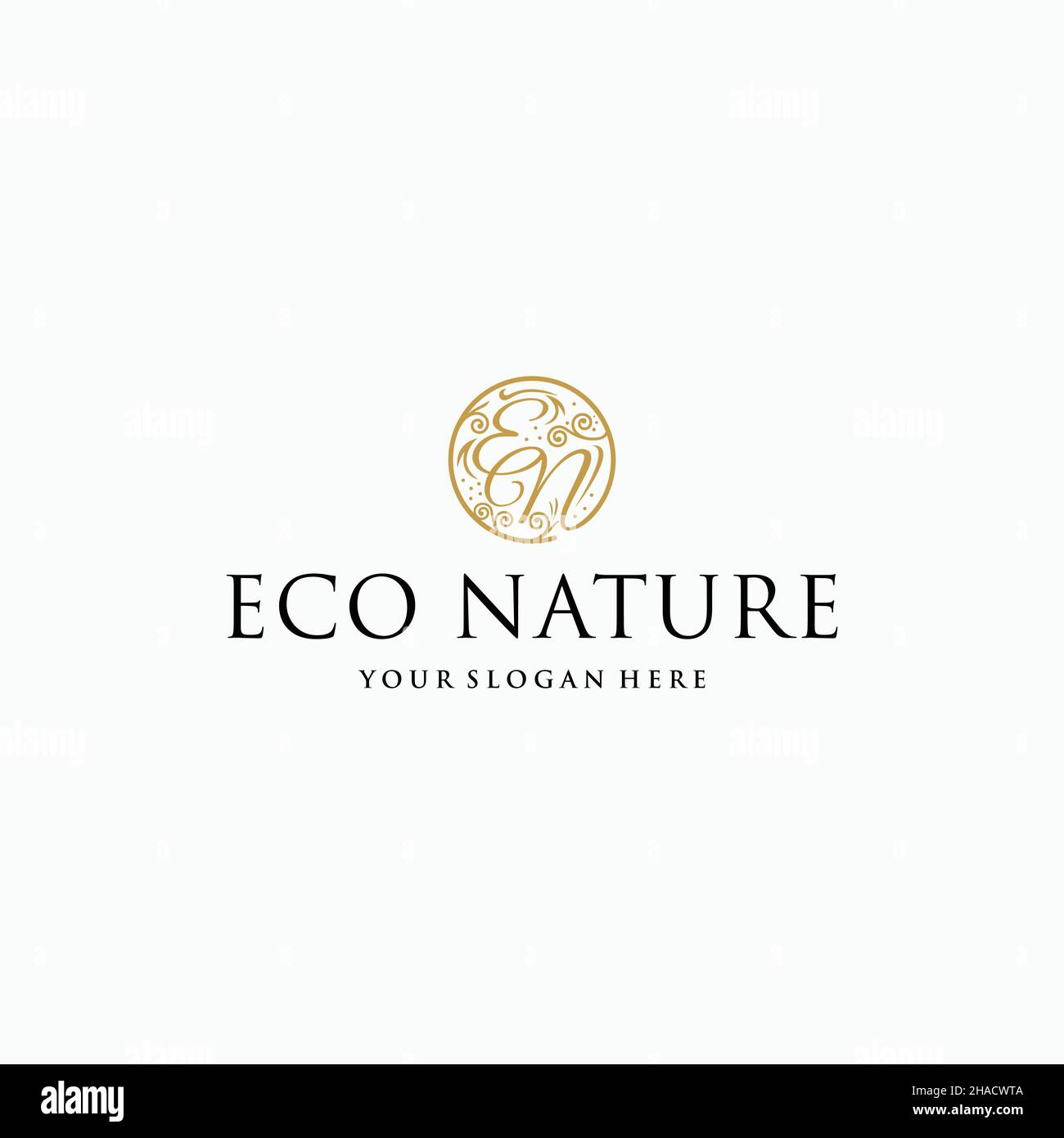 Minimalistisches, flaches Zeichen mit ECO NATURE-Logo Stock Vektor