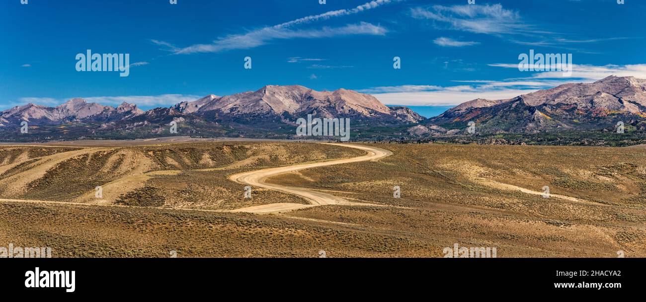Wind River Range, Sageburst Steppe, Lander Cutoff Road (CR 132), nach Continental Divide, Wyoming, USA Stockfoto