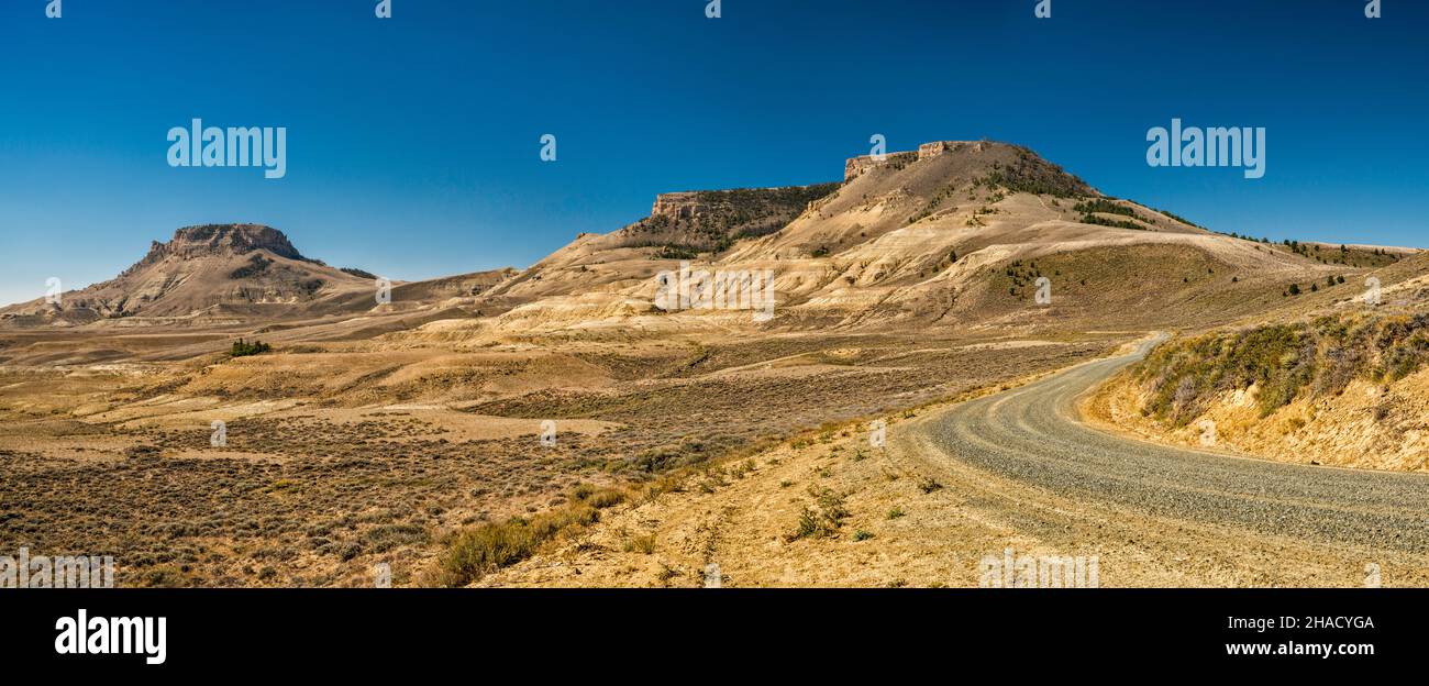 Oregon Buttes, Blick von der Oregon Buttes Road (CR 74), Red Desert, Great Divide Basin, Wyoming, USA Stockfoto