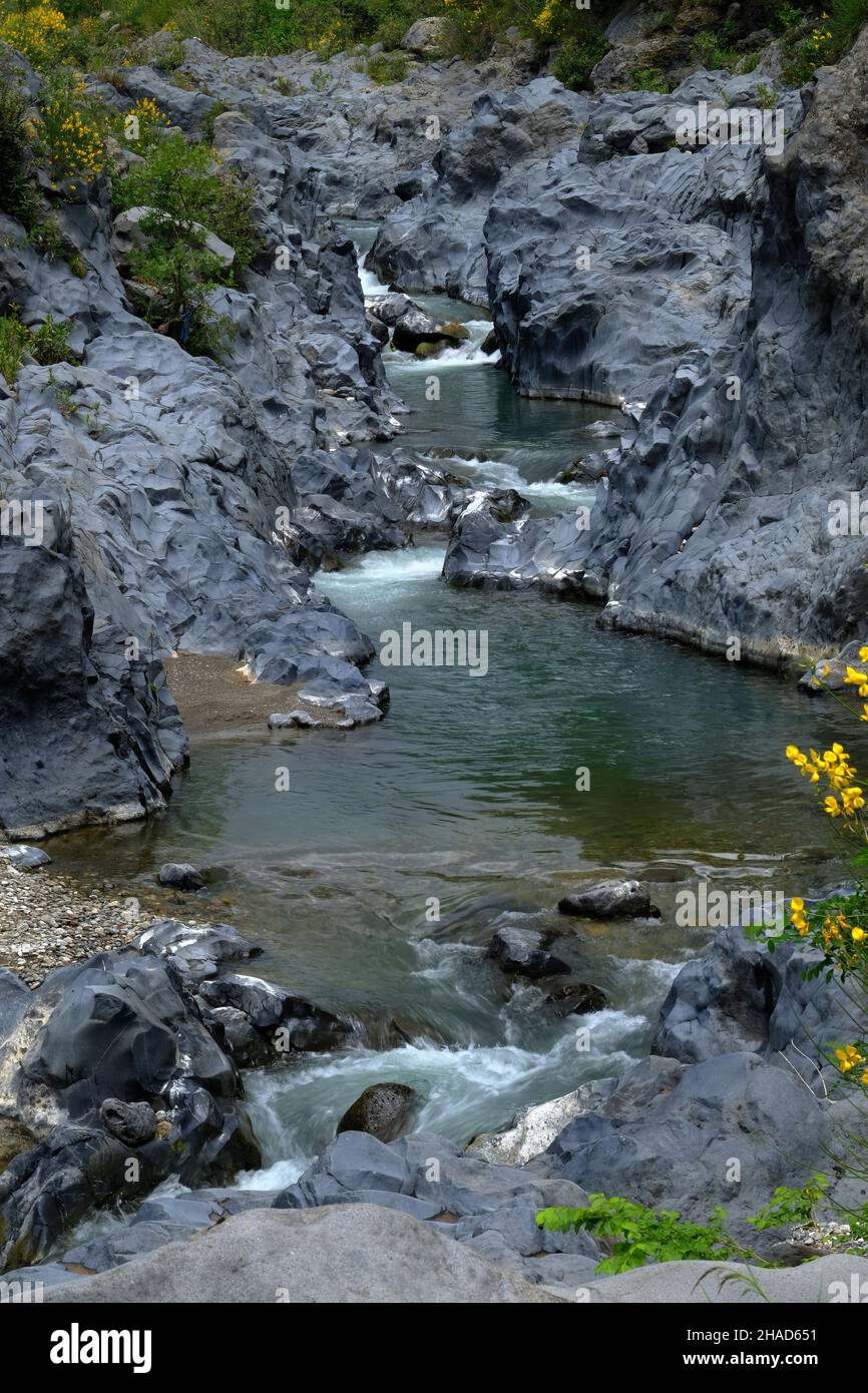 Alcantara Schlucht, Sizilien, Italien Stockfoto