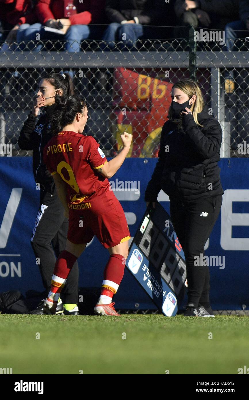 Valeria Pirone von AS Roma Women während des 11th. Tages der Serie A Meisterschaft zwischen A.S. Roma Women und S.S. Lazio Women im stadio Tre Fontane am 12th. Dezember 2021 in Rom, Italien. Stockfoto