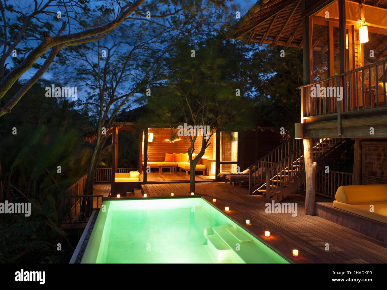Eine private Pool-Villa mit zwei Schlafzimmern im Six Senses Hideaway Yao Noi. Thailand. Stockfoto