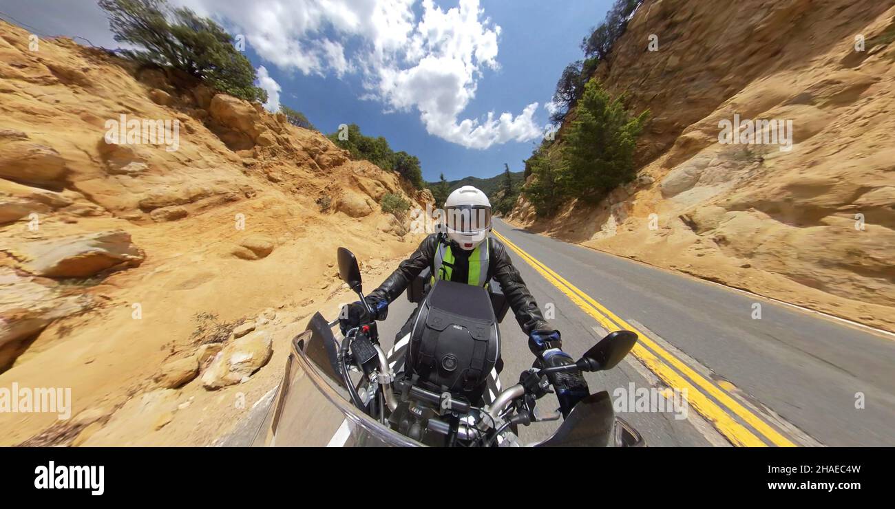 Motorradtour auf dem Maricopa Highway in Kalifornien, USA Stockfoto