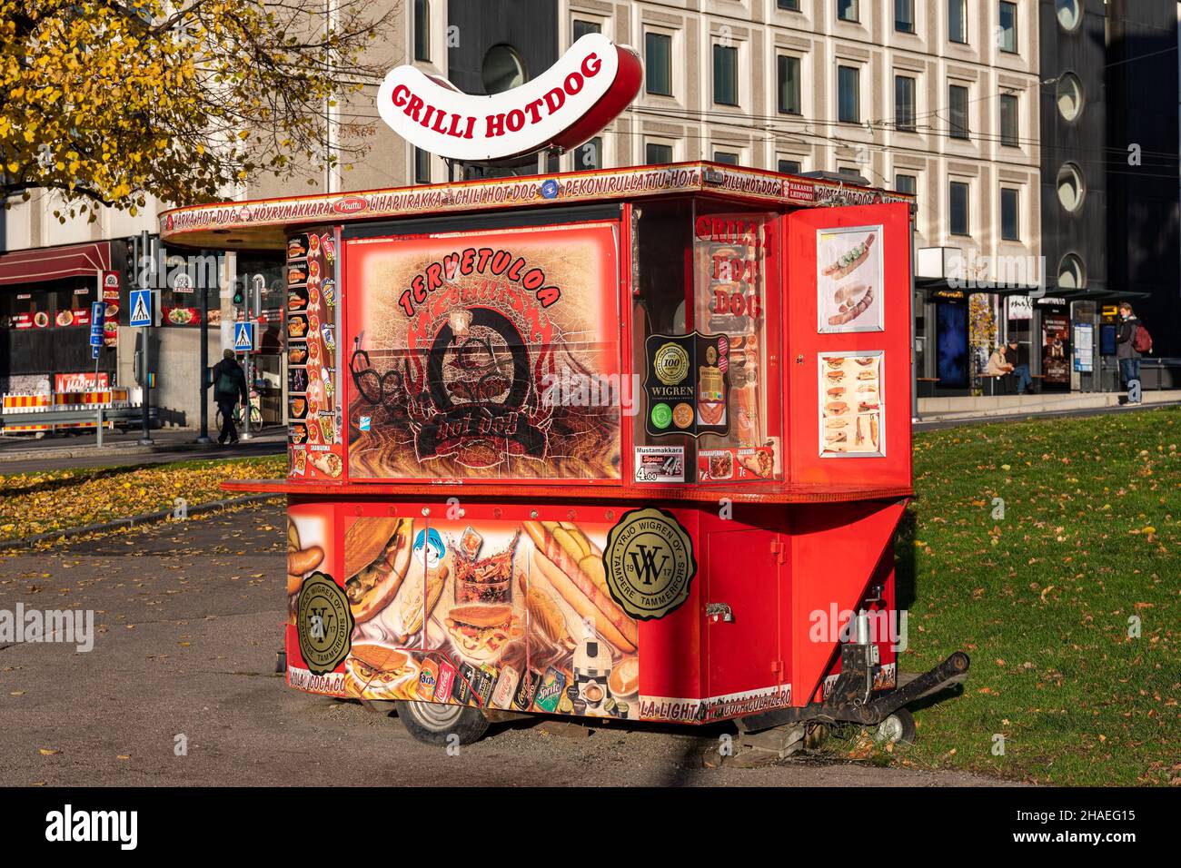 Hot Dog Stand oder Stand in Tampere, Finnland Stockfoto