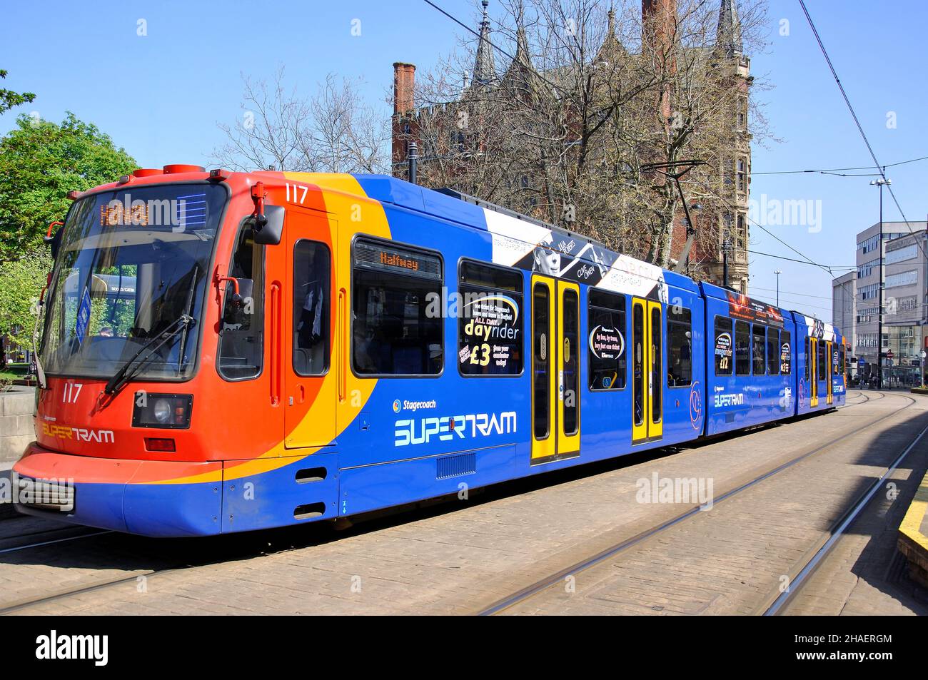 Sheffield Supertram Stadtbahn, Sheffield, South Yorkshire, England, Vereinigtes Königreich Stockfoto