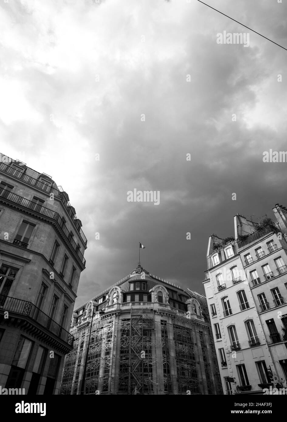 Straßen von Paris während eines Sturms Stockfoto