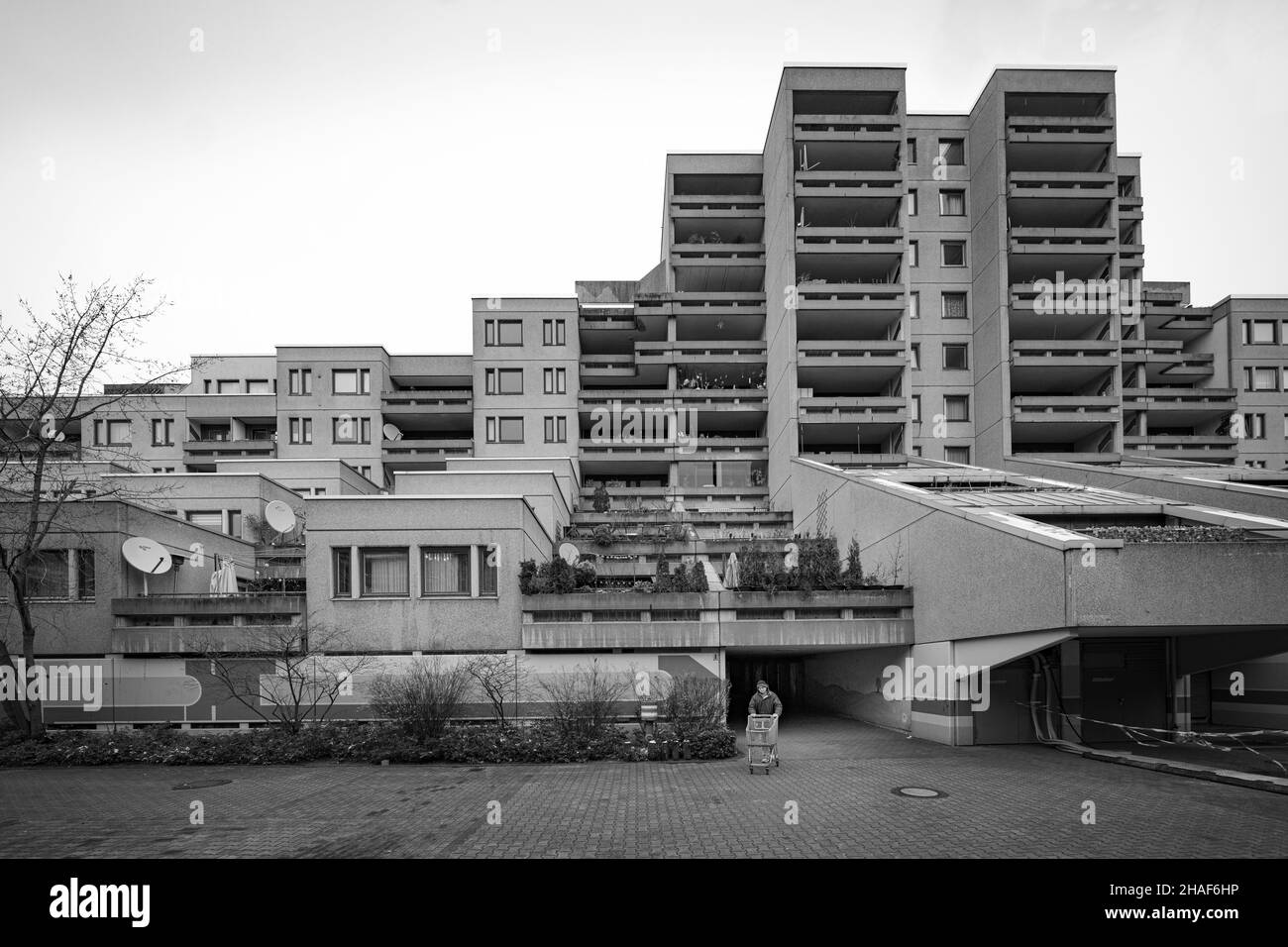 Schöneberger Terrassen, Berlin. Sozialer Wohnungsbau der 1970er Jahre Stockfoto