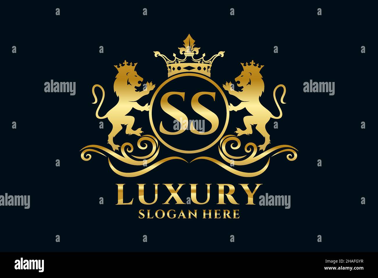 SS Letter Lion Royal Luxury Logo-Vorlage in Vektorgrafik für luxuriöse Branding-Projekte und andere Vektorgrafik. Stock Vektor