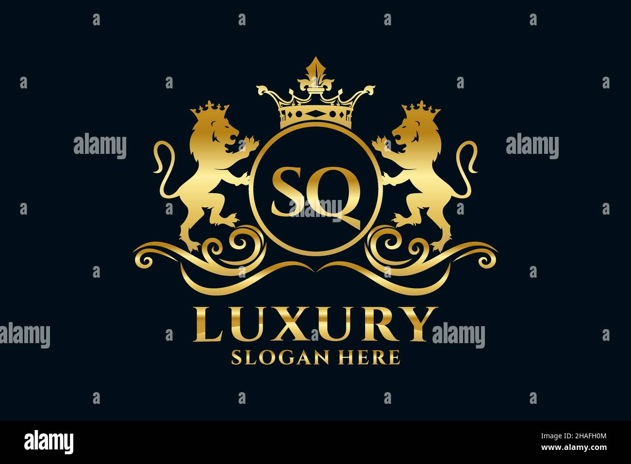 QUADRAT Buchstabe Löwe Royal Luxus Logo Vorlage in Vektor-Kunst für luxuriöse Branding-Projekte und andere Vektor-Illustration. Stock Vektor