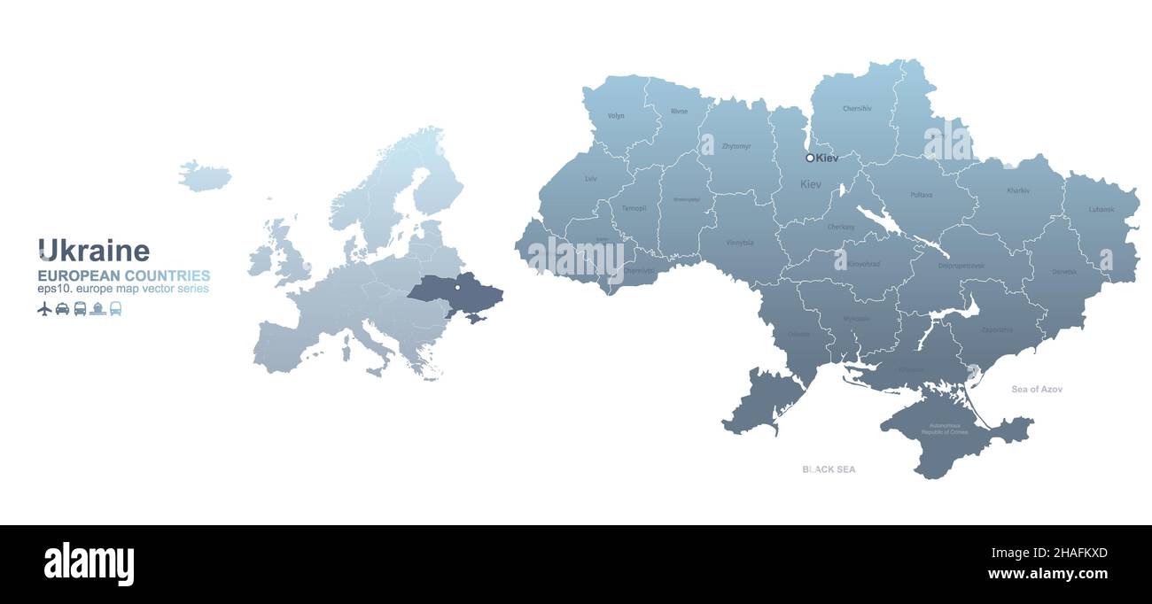 Ukraine. Ukraine Karte. europäische Länder Vektor-Karte. Stock Vektor