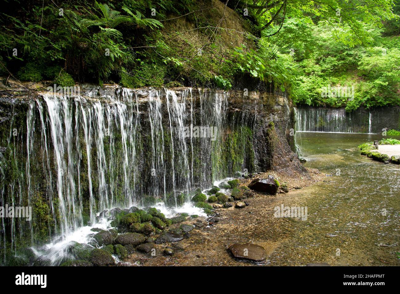 Shiraito Wasserfall in der Nähe von Karuizawa in der Präfektur Nagano, Japan Stockfoto