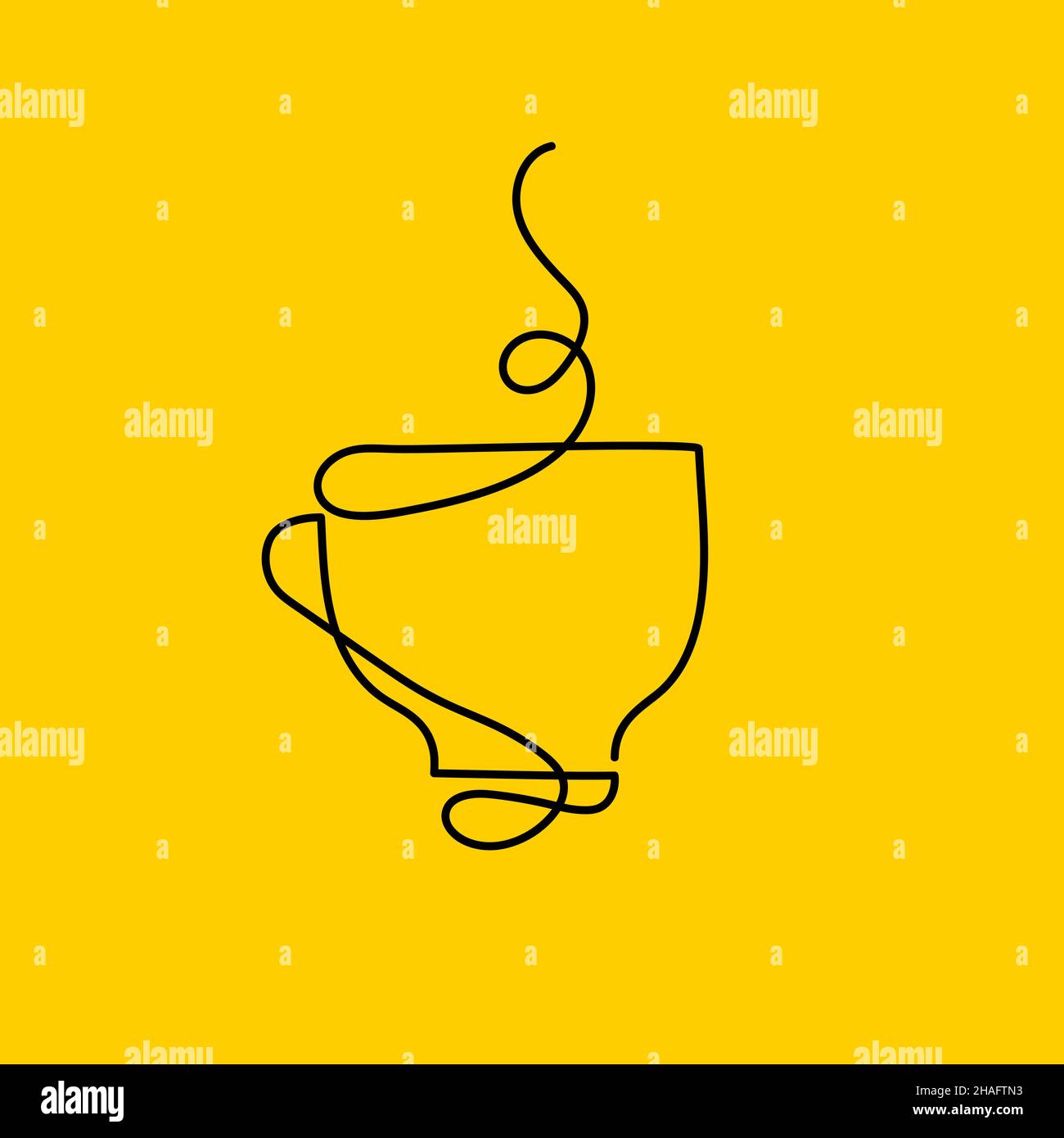 Heißer Kaffee, Tee. Skizze für eine Tasse Getränk. Cafe-Logo Stock Vektor