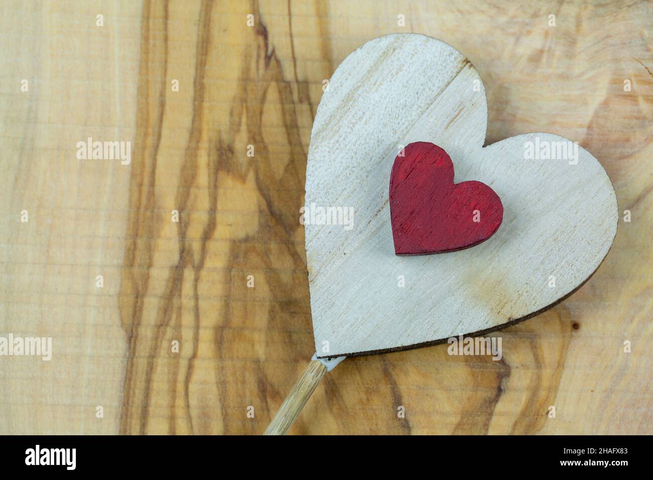 Holzherzen, valentinstag-Konzept Stockfoto