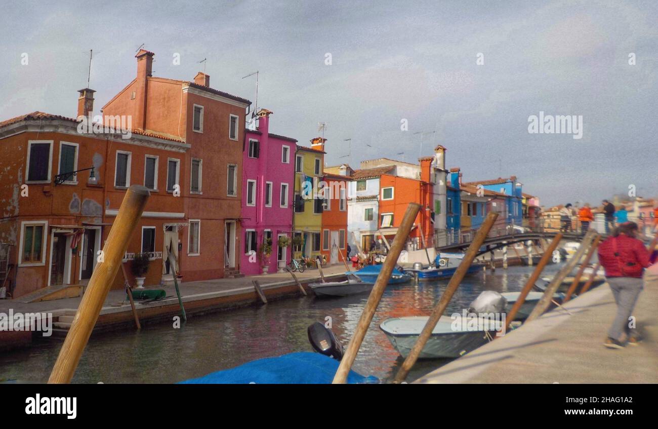 Venedig, Kanal der Insel Burano Stockfoto