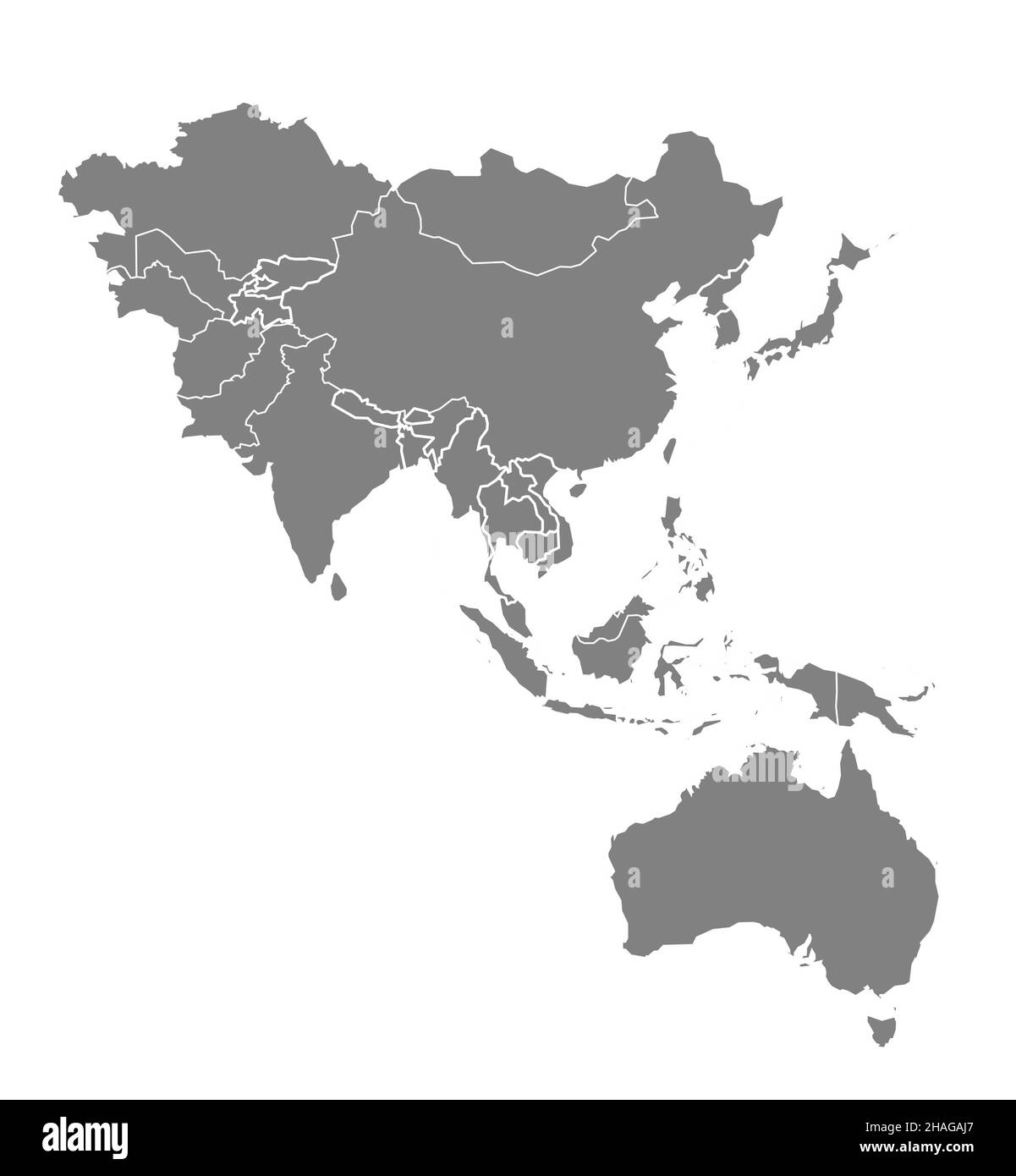 Detaillierte Vektorkarte der Region Asien-Pazifik Stock Vektor
