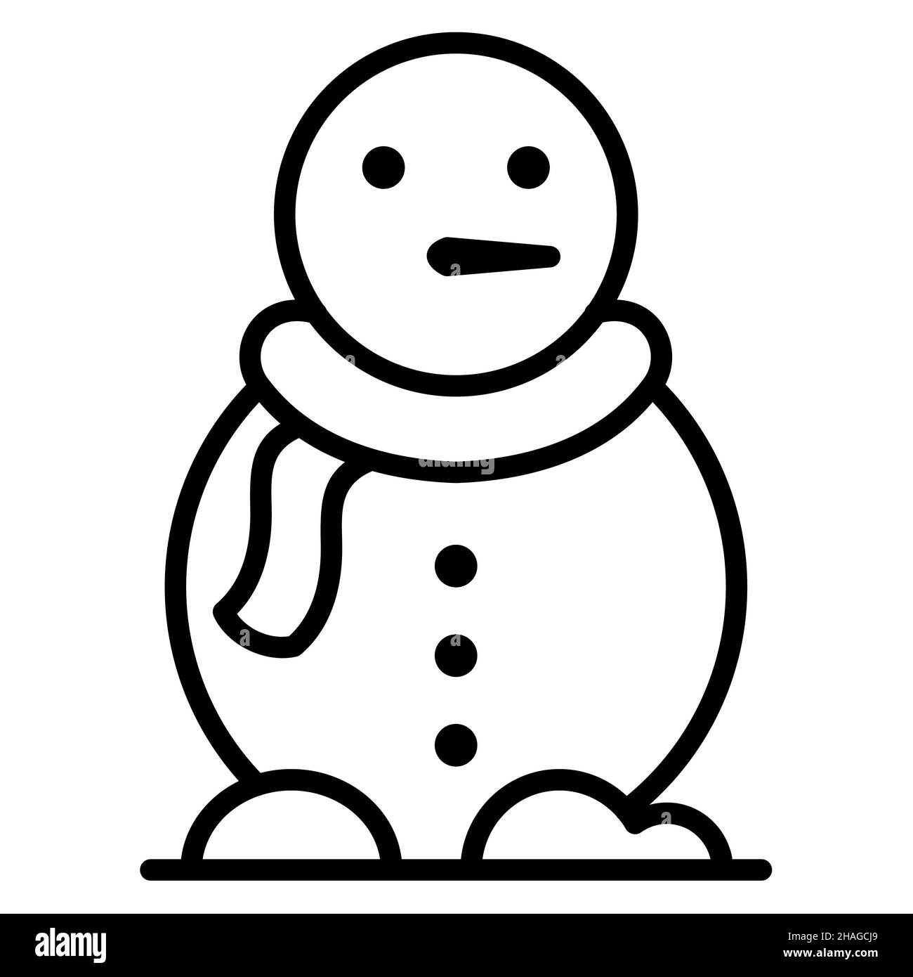Schneemann Winter Schnee einzelne isolierte Symbol mit Umriss Stil Vektor Illustration Stockfoto