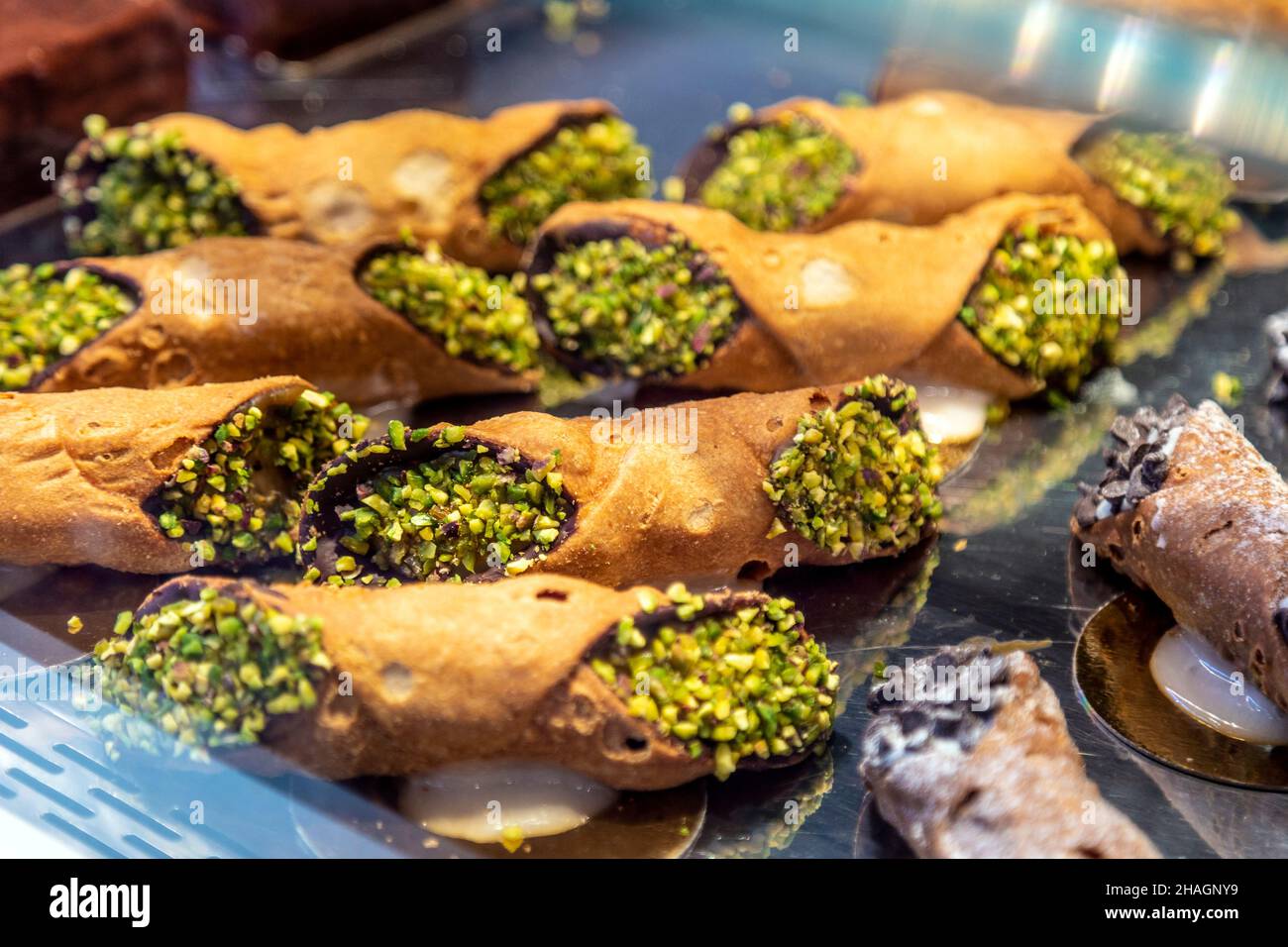 Pistazien in Eataly, London, Großbritannien Stockfoto