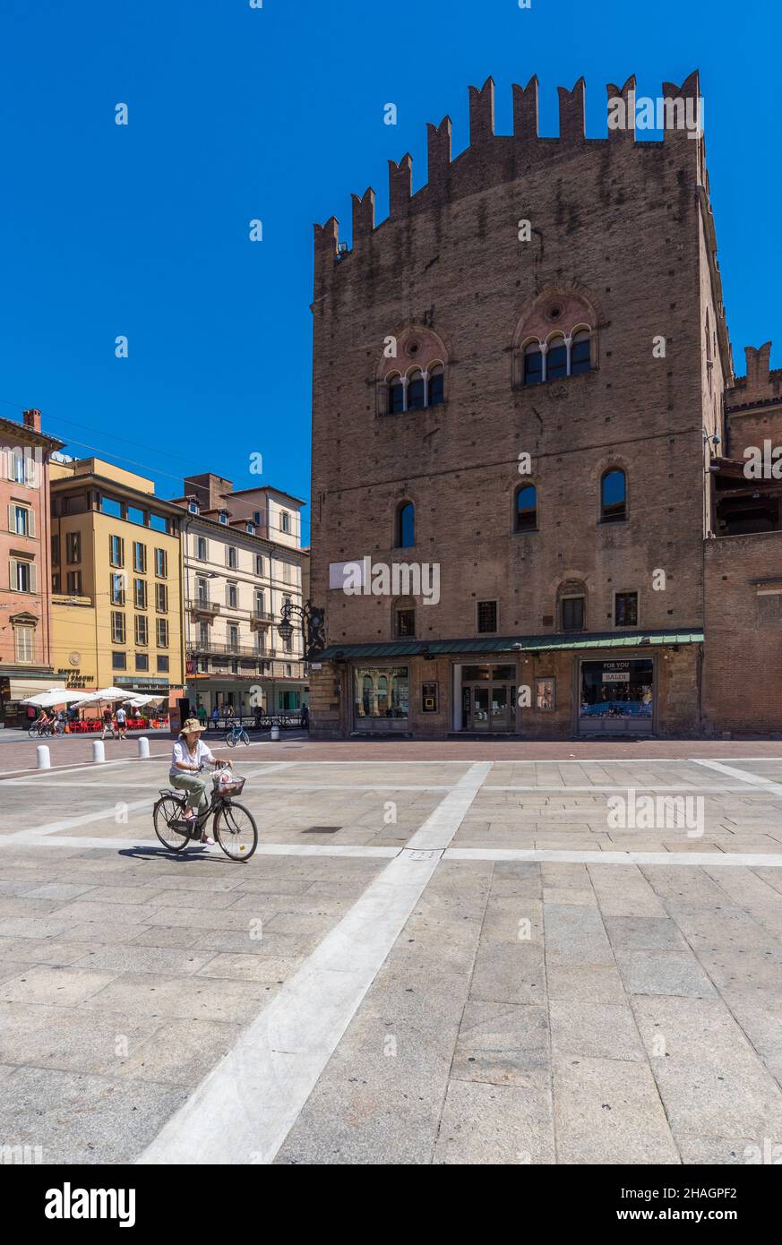 Bologna (Italien) - Ein Blick auf das historische Zentrum von Bologna, die Stadt der Veranden und die Hauptstadt der Region Emilia-Romagna, Norditalien Stockfoto