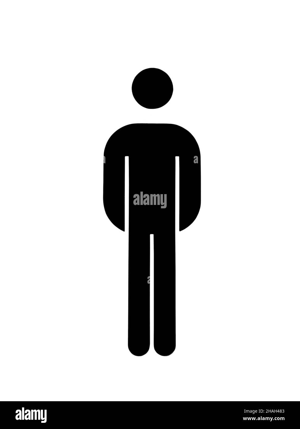 Illustriertes Bild eines Mannes oder eines Mannes auf einem isolierten weißen Hintergrund. Abbildung schwarz-weiß Stockfoto