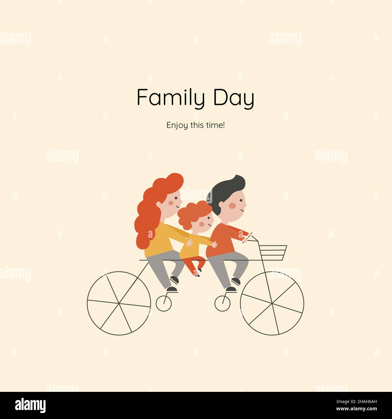 Vektor-Illustration der Cartoon-Familie auf einem Fahrrad. Stock Vektor