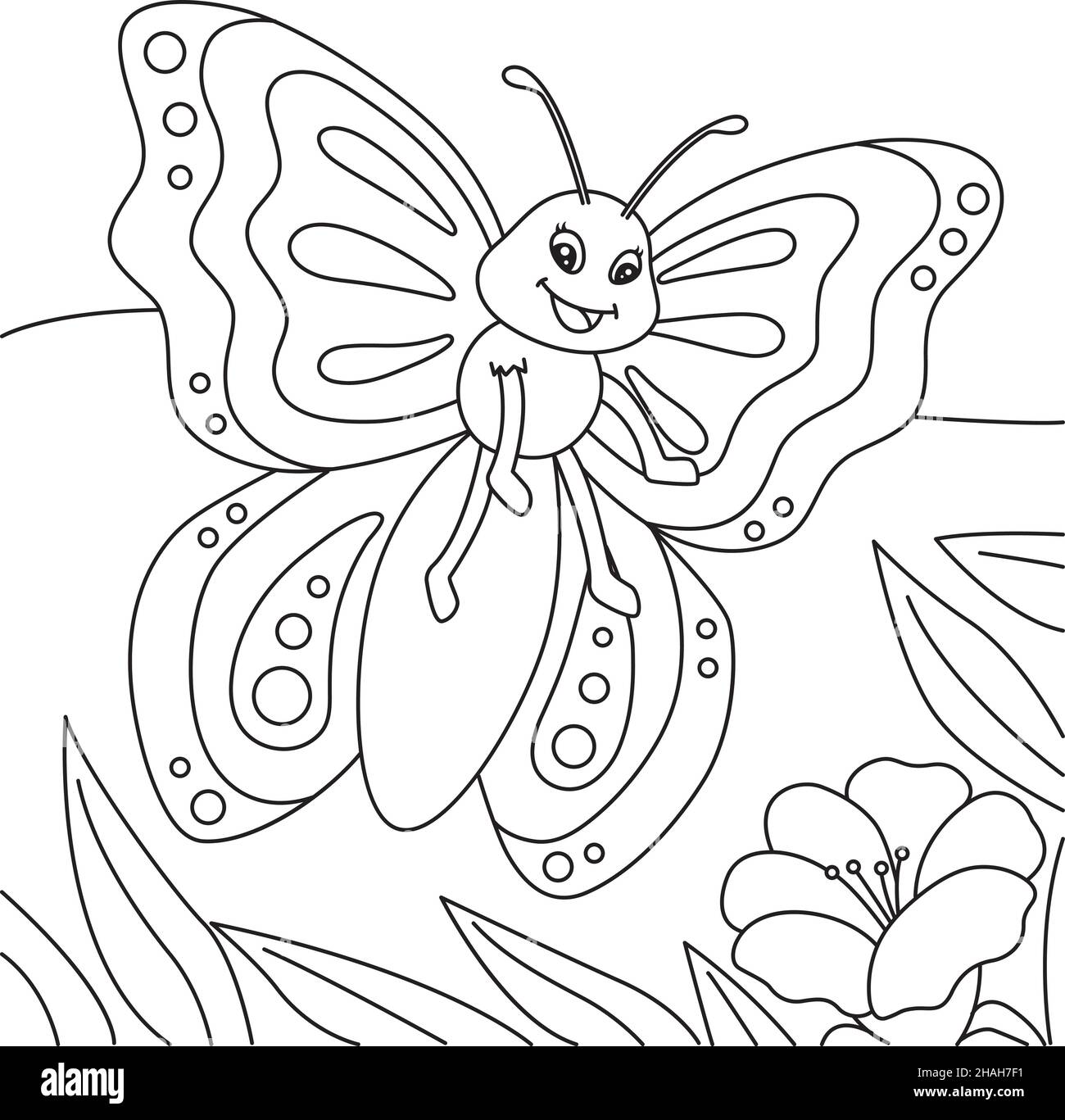 Раскраски бабочки на лугу для детей